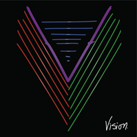 A picture of the Vision graphic. Colored lines arranged in a V on a black background